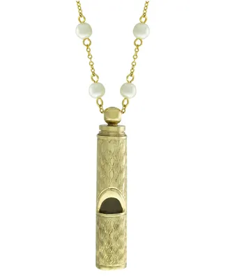 2028 14k Gold-tone Whistle with Imitation Pearl Chain - Gold
