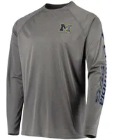 Men's Charcoal Michigan Wolverines Pfg Terminal Tackle Omni-Shade Long Sleeve T-shirt