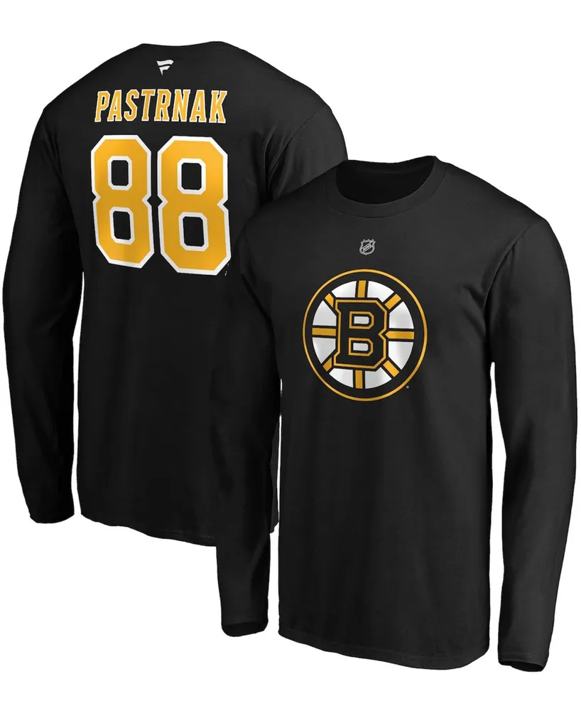 Men's David Pastrnak Black Boston Bruins Authentic Stack Name and Number Long Sleeve T-shirt