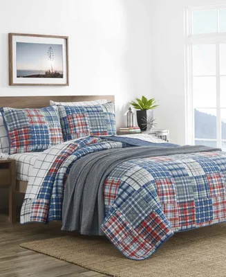 Nautica Raeford Blue Cotton Reversible 2 Piece Quilt Set, Twin