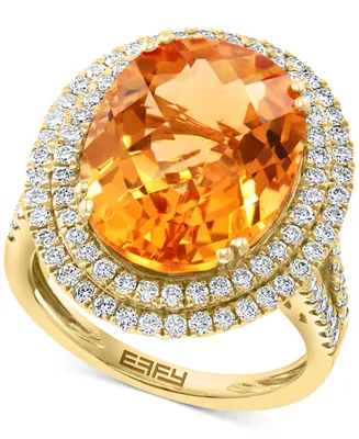 Effy Citrine (9-1/3 ct. t.w.) & Diamond (1 Halo Ring 14k Gold