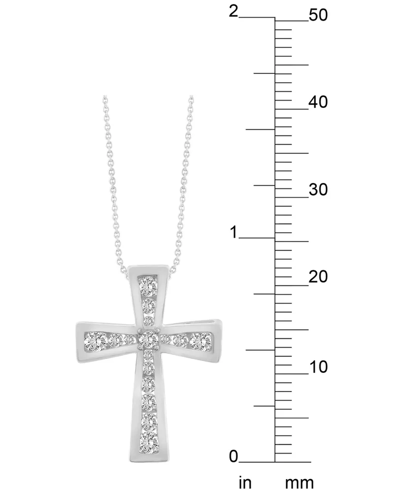 Diamond Channel-Set Cross 18" Pendant Necklace (1/2 ct. t.w.) in 10k White Gold