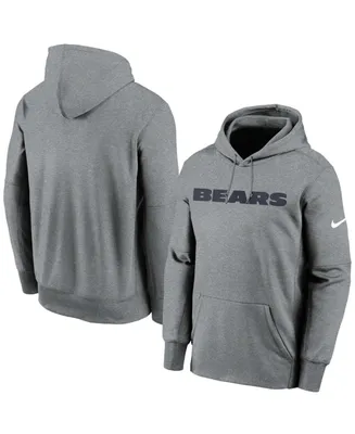 Men's Heathered Charcoal Chicago Bears Wordmark Therma Performance Pullover Hoodie
