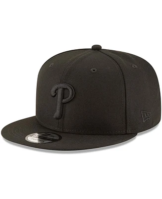 Men's Black Philadelphia Phillies Black on Black 9FIFTY Team Snapback Adjustable Hat