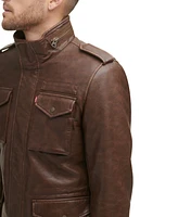 Men's Faux Leather Four Pocket Field Jacket