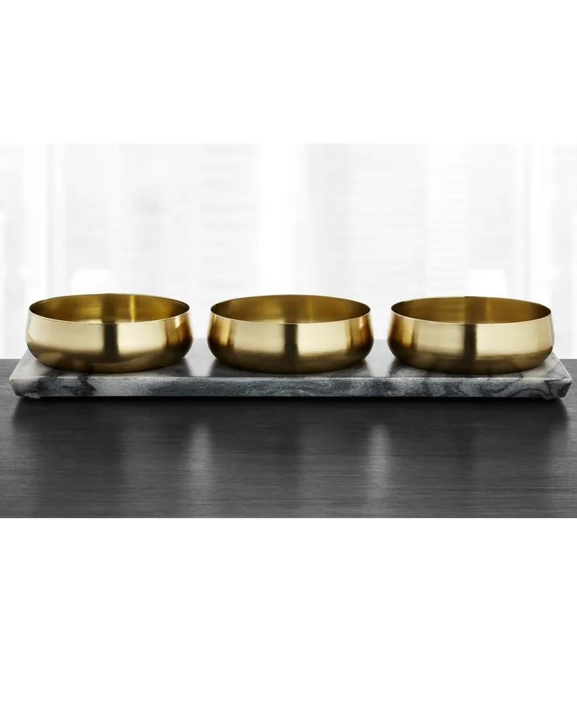 Hotel Collection Set of 3 Snack Bowls with Marble Tray, Created for Macy's
