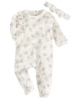 First Impressions Baby Girls Butterfly Footed Coverall and Headband, 2 Piece Set, Created for Macy's