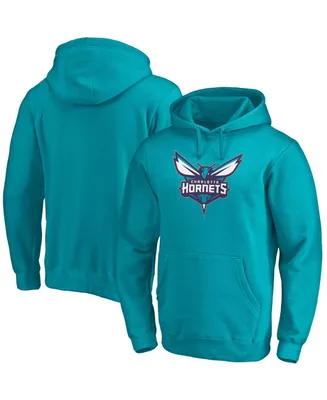 Men's Teal Charlotte Hornets Primary Team Logo Pullover Hoodie