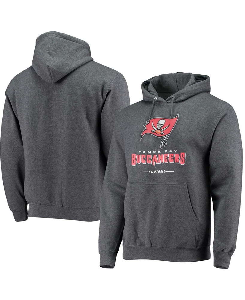 Men's Heathered Charcoal Tampa Bay Buccaneers Team Lockup Pullover Hoodie