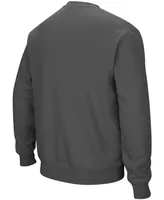 Men's Colosseum Charcoal Wyoming Cowboys Arch & Logo Tackle Twill Pullover Sweatshirt