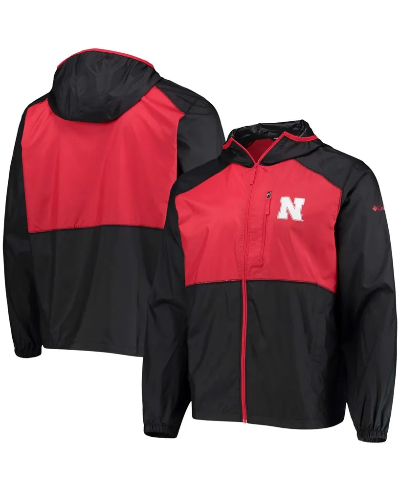 Men's Black, Scarlet Nebraska Huskers Flash Forward Hoodie Full-Zip Windbreaker Jacket