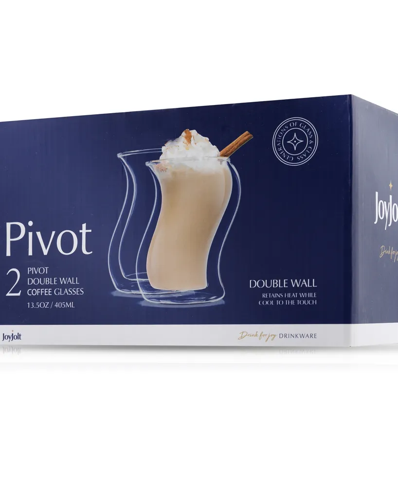 JoyJolt Pivot Double Wall Coffee Glasses, Set of 4