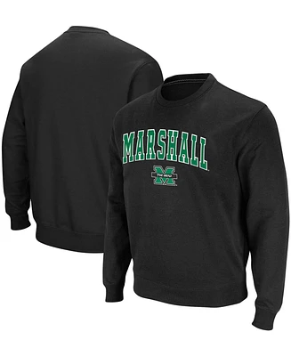 Men's Black Marshall Thundering Herd Arch Logo Tackle Twill Pullover Sweatshirt