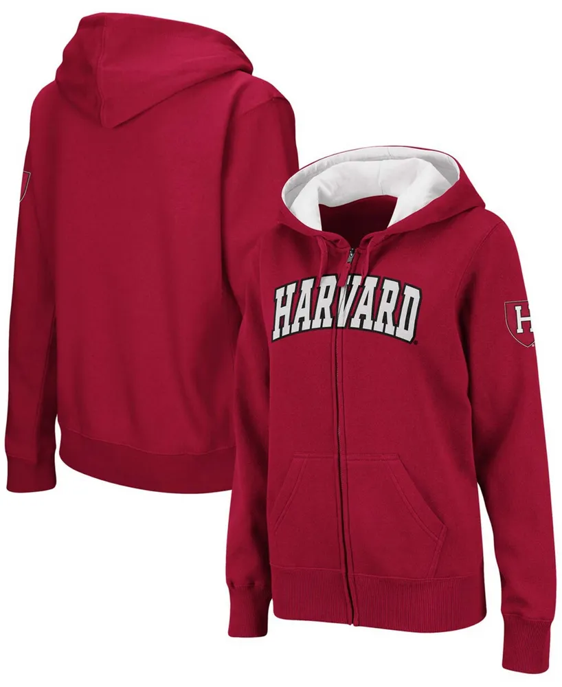 Women's Crimson Harvard Arched Name Full-Zip Hoodie