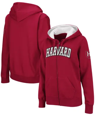 Women's Crimson Harvard Crimson Arched Name Full-Zip Hoodie