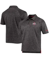 Men's Heather Black Ohio State Buckeyes Down Swing Raglan Polo Shirt