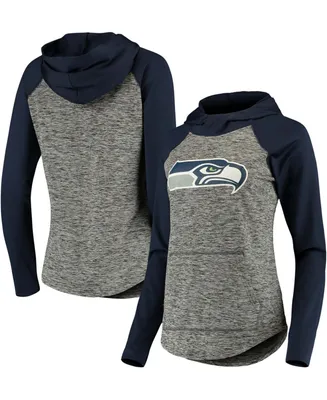 Women's Heather Gray, College Navy Seattle Seahawks Championship Ring Pullover Hoodie