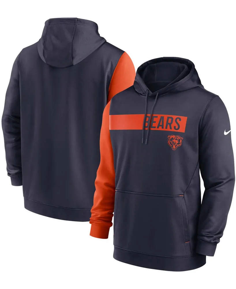 Chicago Bears New Era Throwback Colorblocked Pullover Hoodie - Navy