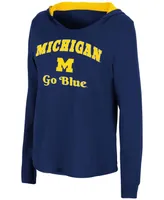 Women's Navy Michigan Wolverines Catalina Hoodie Long Sleeve T-shirt