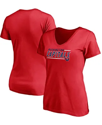 Women's Red Washington Capitals Mascot Bounds V-Neck T-shirt