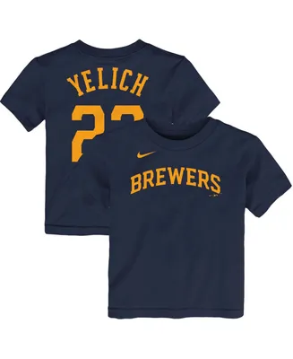 Toddler Boys and Girls Christian Yelich Navy Milwaukee Brewers Player Name Number T-Shirt