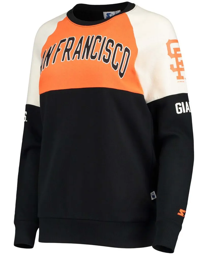 Women's Orange-Black San Francisco Giants Baseline Raglan Historic Logo Pullover Sweatshirt - Orange