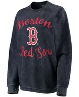 Women's Navy Boston Red Sox Script Comfy Cord Pullover Sweatshirt