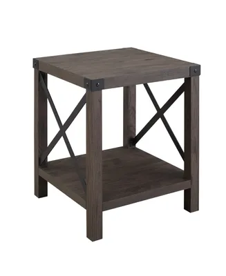 Farmhouse Metal-x Accent Table with Lower Shelf