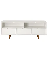 58" 3 Drawer Solid Wood Tv Stand