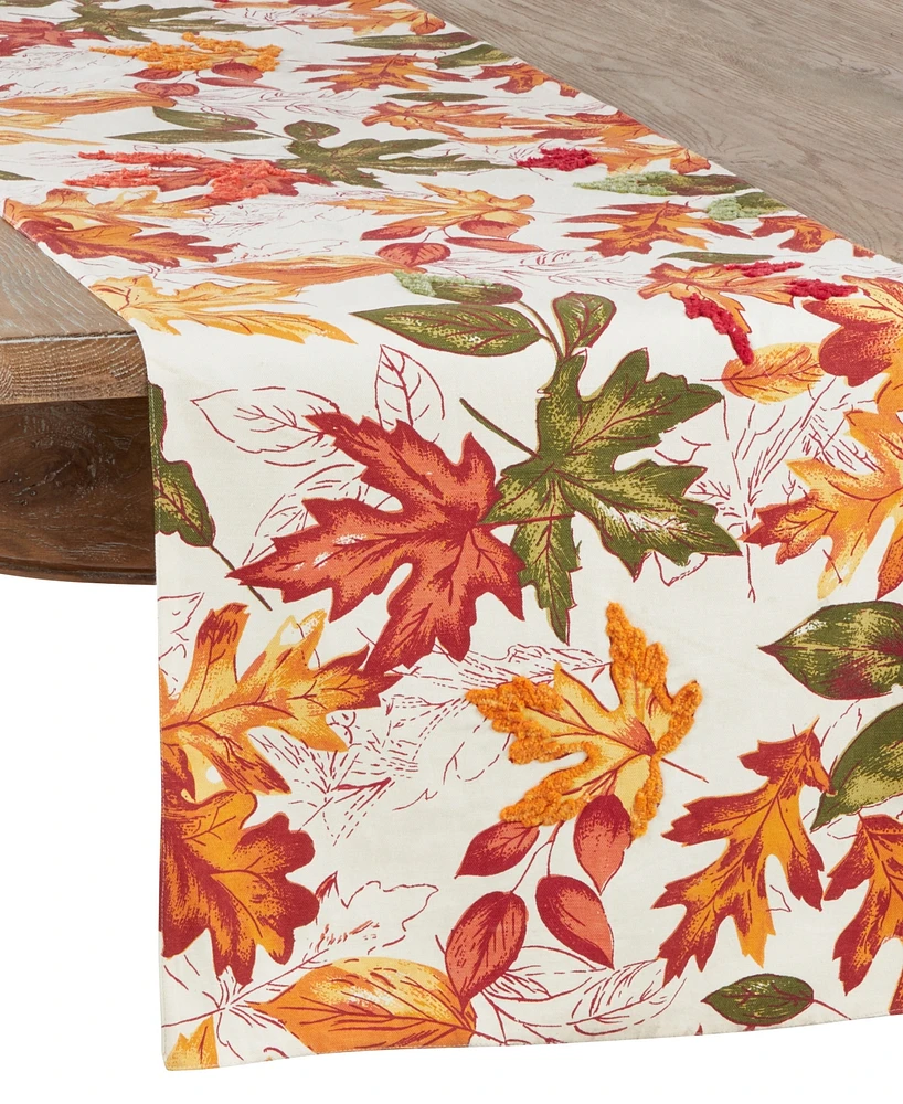 Saro Lifestyle Autumn Leaf Embroidered Table Runner, 108" x 16"