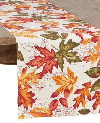 Saro Lifestyle Autumn Leaf Embroidered Table Runner, 108" x 16"