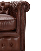 Closeout! Calvine 39" Leather Self Centering Swivel Chair, Created for Macy's