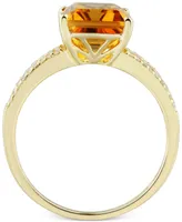 Citrine (3.0 ct. t.w.) & Diamond (1/10 ct. t.w.) Ring in 14k Gold