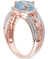 Blue Topaz (2 ct. t.w.) & Diamond (1/10 Heart Ring 18k Rose Gold-Plated Sterling Silver