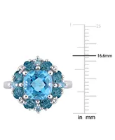 Blue Topaz Halo Ring (4-1/10 ct. t.w.) Sterling Silver