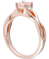 Morganite (1/3 ct. t.w.) & Diamond Accent Braided Shank Ring 18k Rose Gold-Plated Sterling Silver