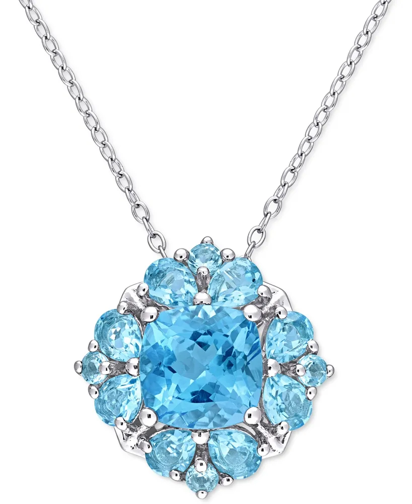 Blue Topaz Cluster 18" Pendant Necklace (4-1/6 ct. t.w.) in Sterling Silver