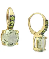 Green Quartz (11-5/8 ct. t.w.) & Peridot (3/4 ct. t.w.) Leverback Drop Earrings in 18k Gold-Plated Sterling Silver