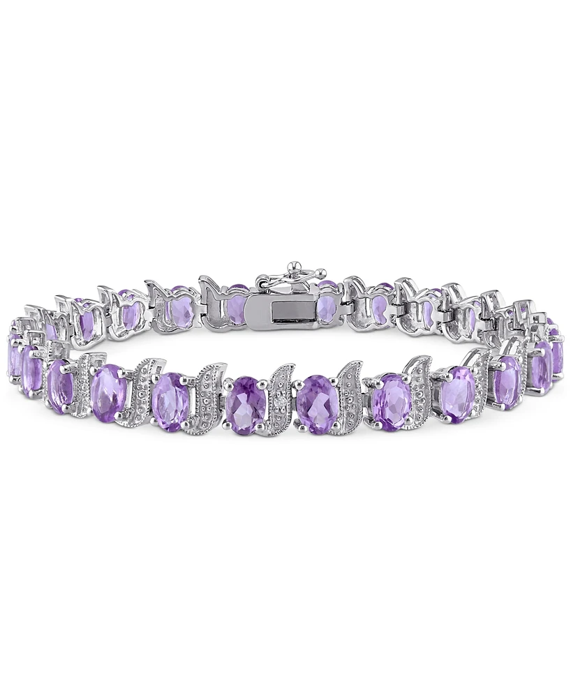 Aquamarine (9-5/8 ct. t.w.) & Diamond Accent S Link Bracelet Sterling Silver