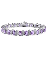 Aquamarine (9-5/8 ct. t.w.) & Diamond Accent S Link Bracelet Sterling Silver