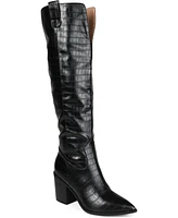 Journee Collection Women's Therese Wide Calf Block Heel Knee High Dress Boots