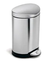 simplehuman Trash Can, Mini Semi Round Step Can, 6 Liter