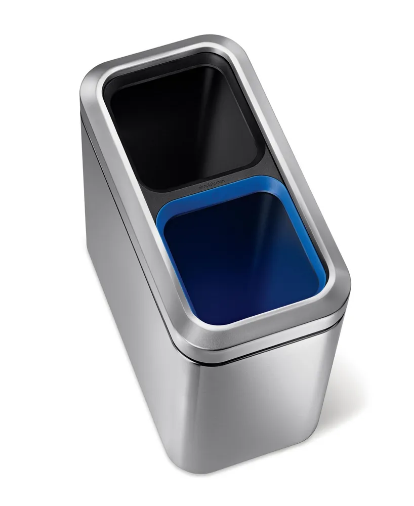 simplehuman Brushed Stainless Steel 20 Liter Fingerprint Proof Slim Dual Recycler Trash Can