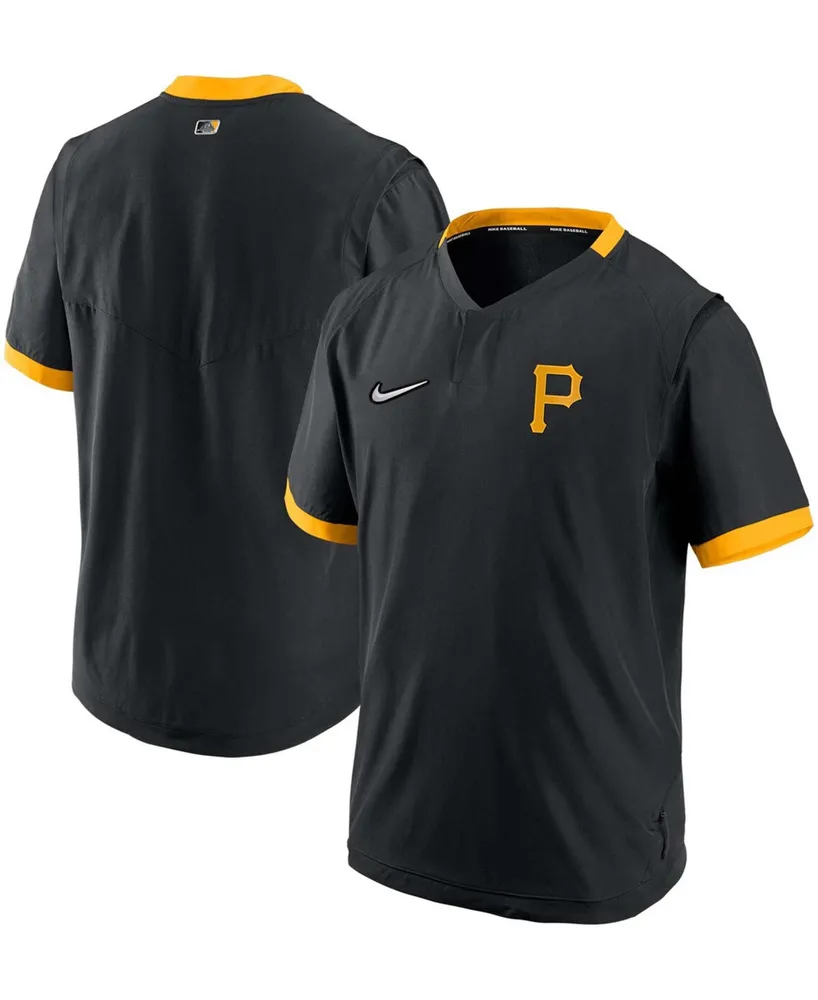 Men's Black, Gold Pittsburgh Pirates Authentic Collection Short Sleeve Hot Pullover Jacket - Black, Gold