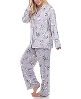 White Mark Plus Long Sleeve Floral Pajama Set, 2-Piece