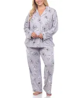White Mark Plus Long Sleeve Floral Pajama Set, 2-Piece
