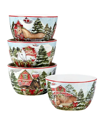 Homestead Christmas 4 Piece Ice Cream Bowl Set