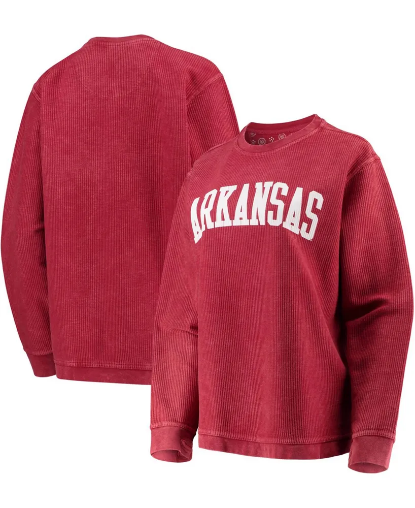 Pressbox Women's Cardinal Arkansas Razorbacks Comfy Cord Vintage-Like Wash  Basic Arch Pullover Sweatshirt