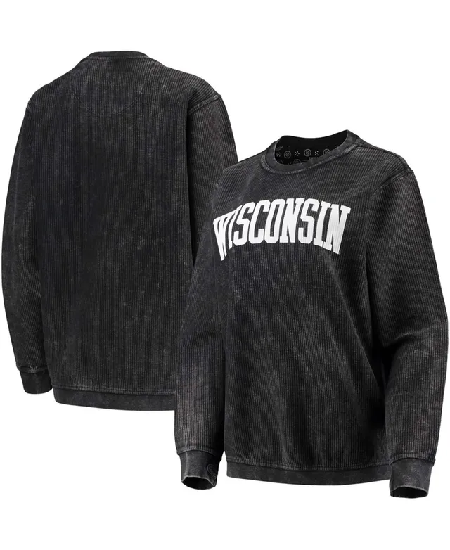 Pressbox Women's Black Boston University Comfy Cord Vintage-Like Wash Basic  Arch Pullover Sweatshirt