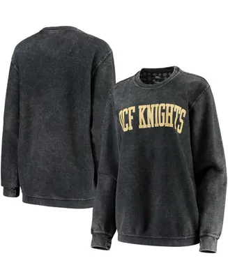 Women's Black Ucf Knights Comfy Cord Vintage-Like Wash Basic Arch Pullover Sweatshirt